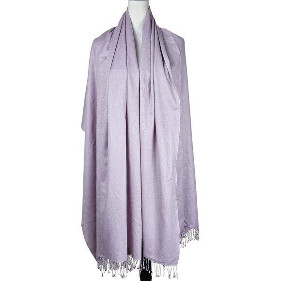 La Florentina Inc. Lavender Pashmina Wool Silk Scarf Shawl Wrap Tassel Handmade - Picture 1 of 6